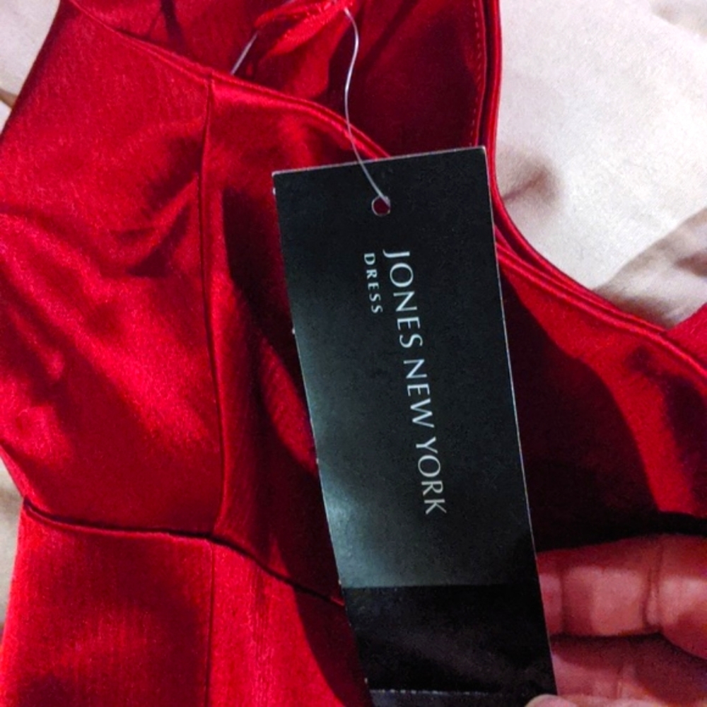RARE NEW Jones New York Red Silk Poly Blend Dress - with tag - Picture 9 of 9